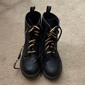 Dr. Martens Black Boots with Yellow Details
